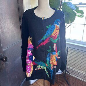 Vintage 90’s Quacker Factory Parrot Birds ButtonUp Cardigan - 3X
